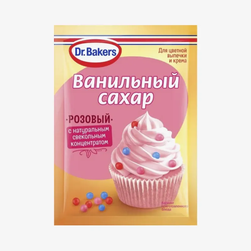 Ванильный сахар Dr.Bakers с красителем, розовый, 8 г