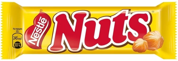 Nuts с цельным фундуком шоколадный батончик молочный 50 г