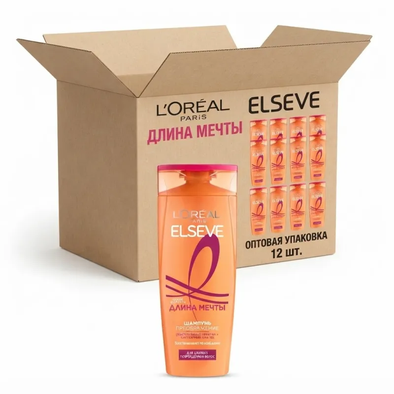 Шампунь для волос L'Oreal Paris Elseve Длина Мечты Превращение, оптовая упаковка 12 шт.