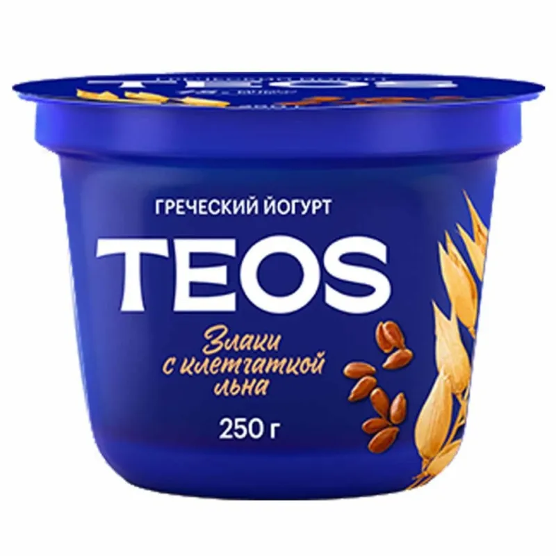 Греческий йогурт "TEOS" Злаки с клетчаткой льна, 2%, 250гр