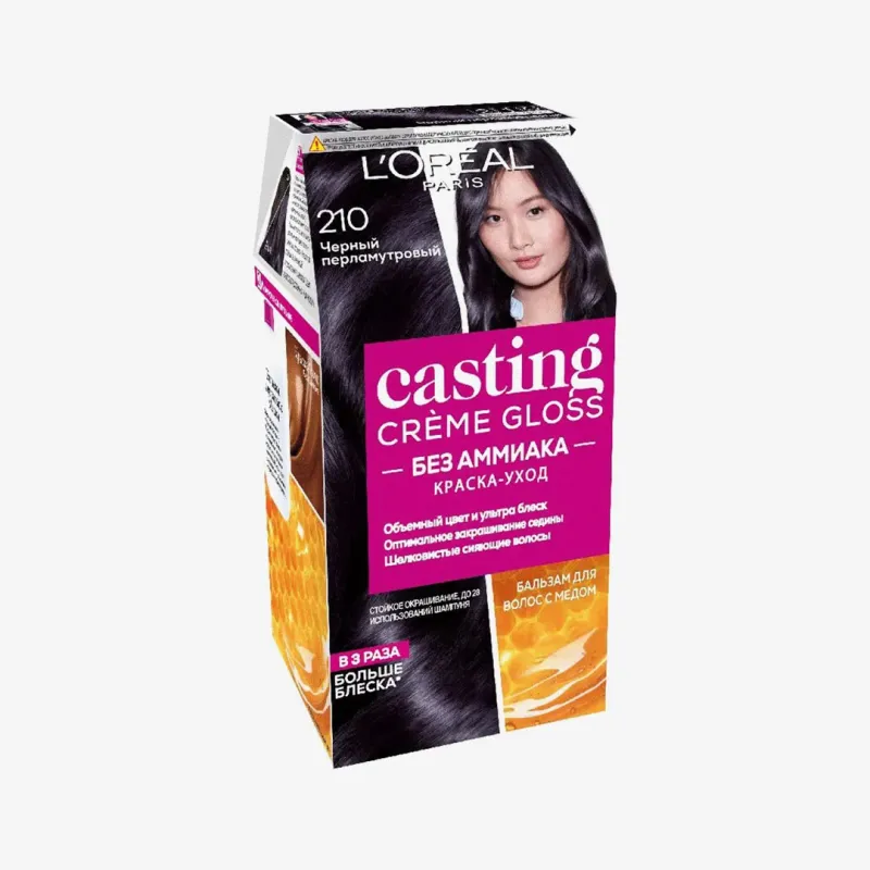 Краска L'Oreal Paris Casting Creme Gloss стойкая без аммиака #210 Черный Перламутровый