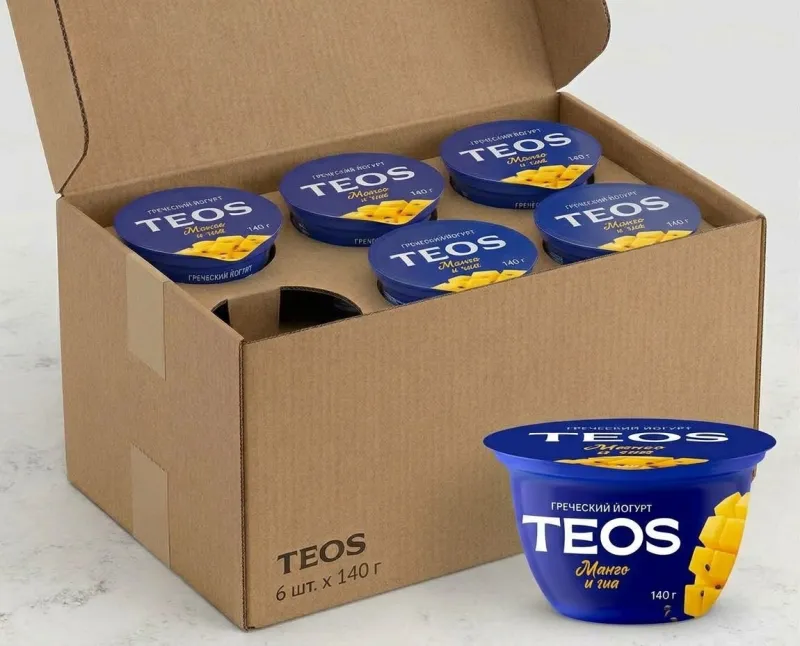 Греческий Йогурт "TEOS" Манго и чиа, 2%, 140гр, коробка 6шт.