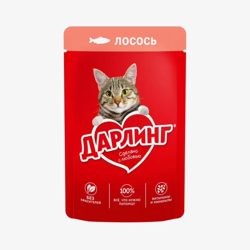 Корм влажный Darling лосось в подливе, 75 г