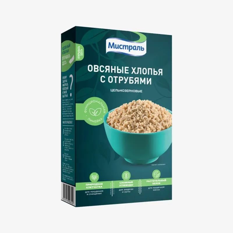Хлопья Мистраль овсяные с отрубями 400 г
