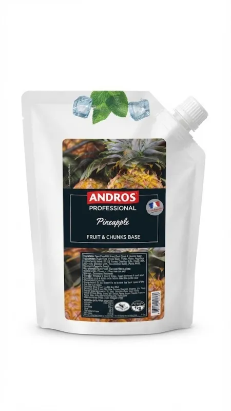 Фруктовая основа с ананасом «Andros Professional Pineapple Fruit & Chunks Base» (масса нетто: 1 кг).