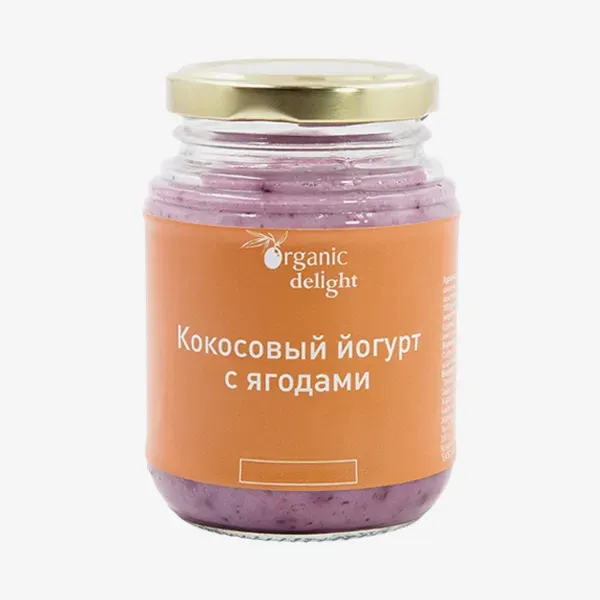 Йогурт Organic delight кокосовый с ягодами, 200 г