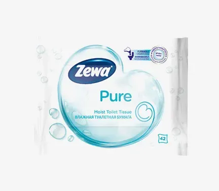 Бумага влажная Zewa Pure туалетная без аромата 42 шт