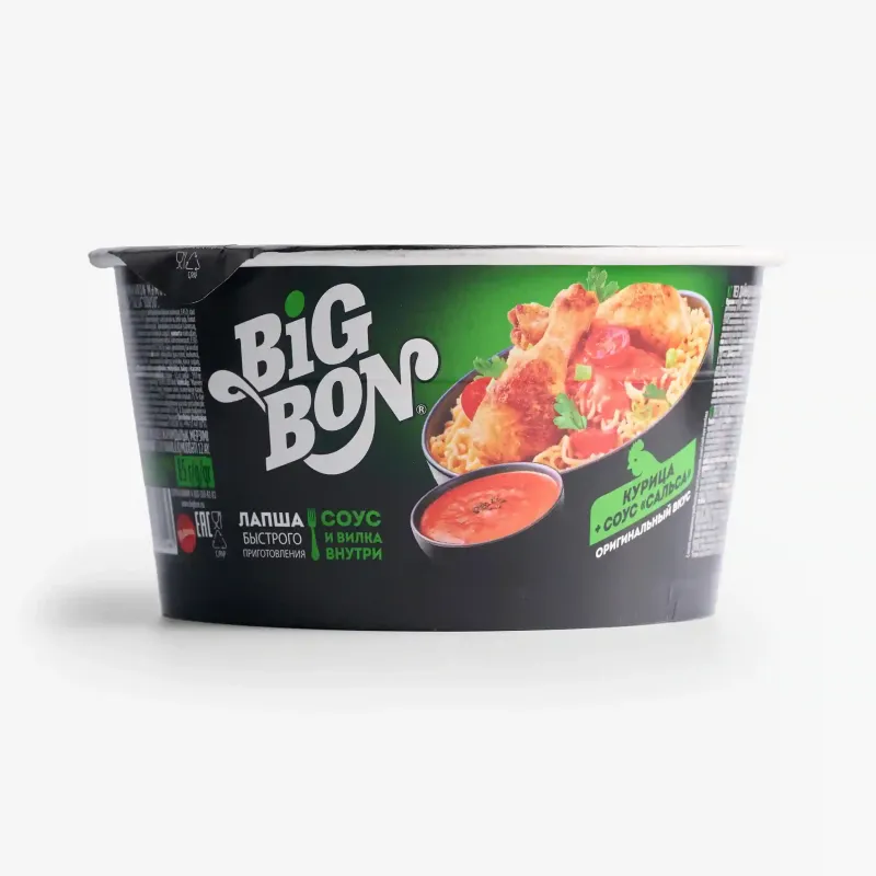 Лапша Big Bon Курица + соус Сальса чашка, 85 г