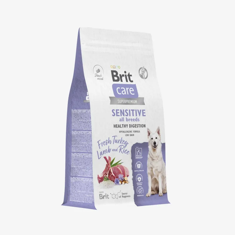 Сухой корм Brit Dog Adult Sensitive Healthy Digestion с инд и ягненком для собак всех пород, 1.5 кг