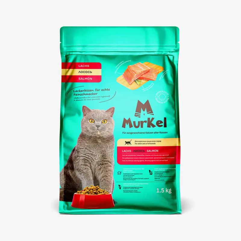 Корм Murkel сухой для кошек лосось, 1.5 кг