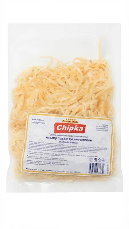 Кальмар стружка сушено-вяленый (Chipka, Premium Snacks) 1кг