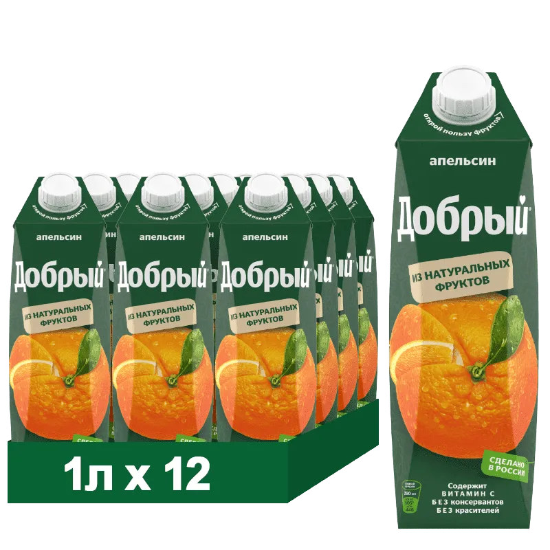 Сок Добрый 1л Апельсин, в упаковке по 12шт