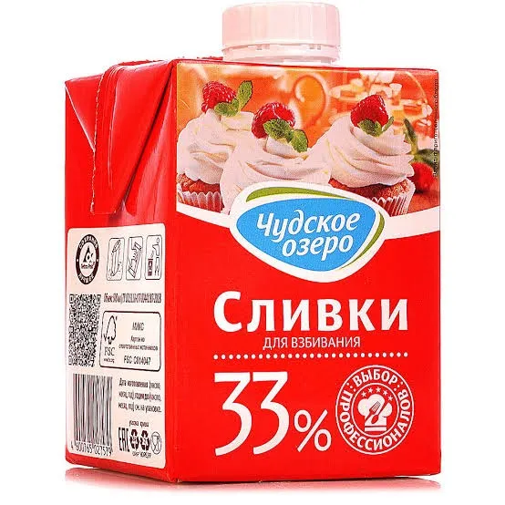 Сливки Чудское Озеро питьевые 33%