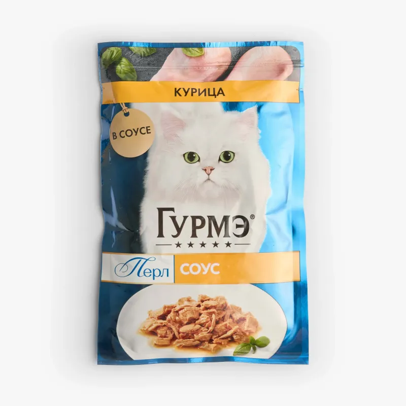 Корм Gourmet Perle влажный курица, нежное филе в соусе для кошек, 75 г