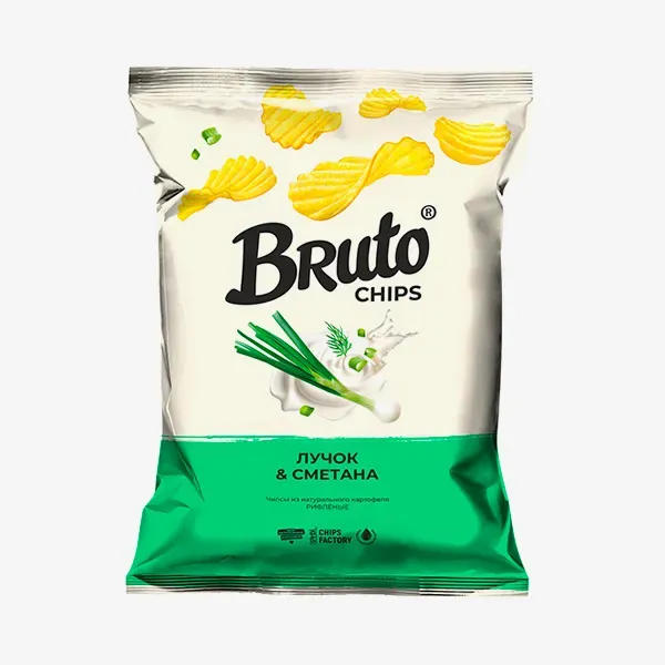 Чипсы Bruto Flavor рифлёные лучок и сметана, 120 г