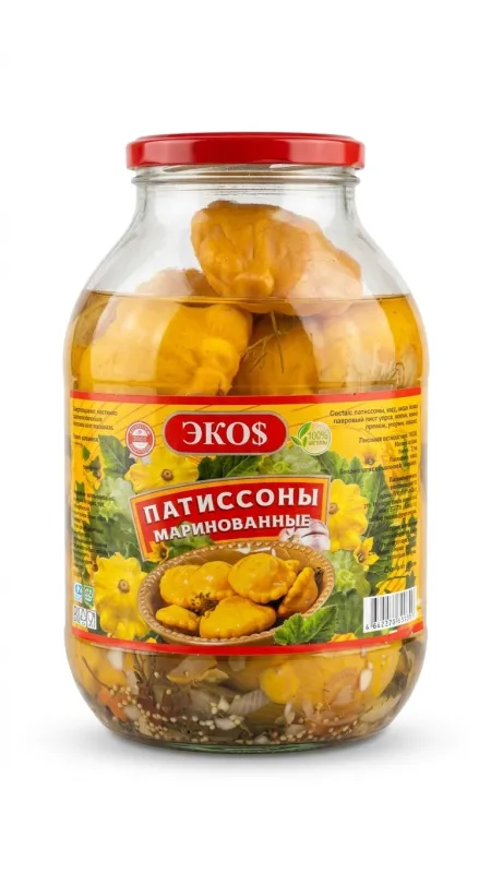 Патиссоны маринованные марки «Экос» 2л