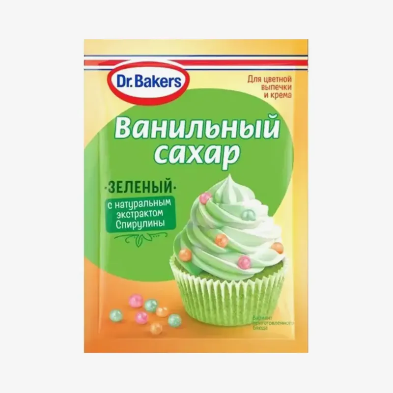 Ванильный сахар Dr.Bakers с красителями, зеленый, 8 г