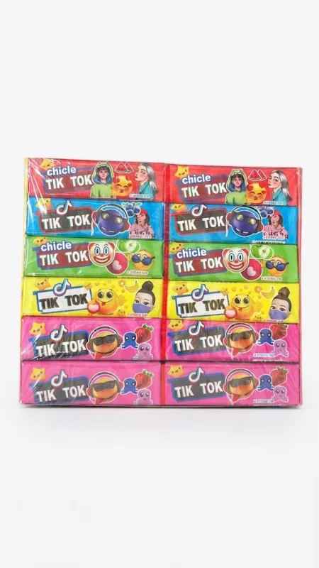 Жвачка Тик Ток с татуировкой / Жевательная резинка Tik Tok, блок 20 штук, 240 г