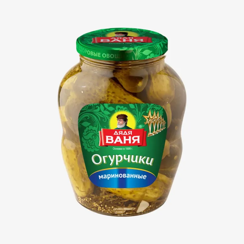 Огурцы Дядя Ваня маринованные слабокислые 1.8 кг