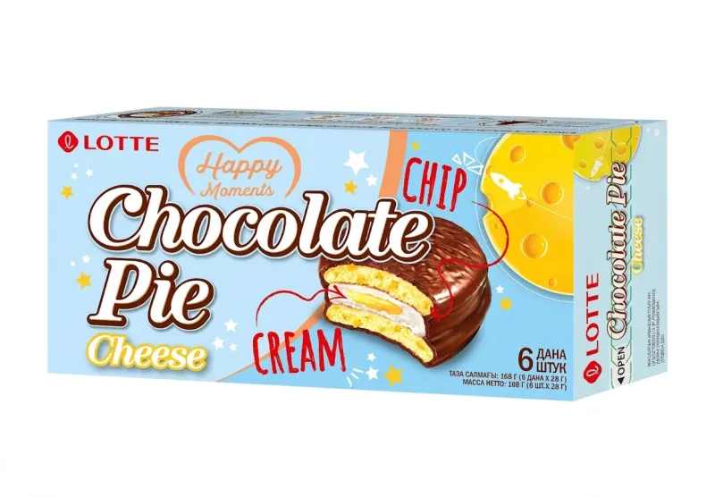 Пирожное LOTTE Chocolate Pie со вкусом сыра, 168 г