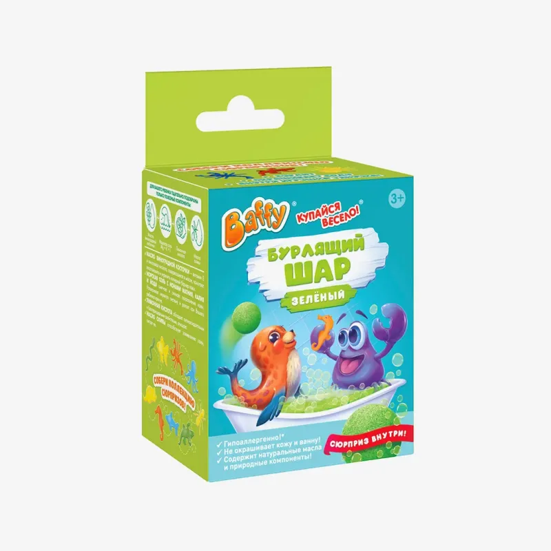 Бурлящий шар Baffy с сюрпризом, зеленый