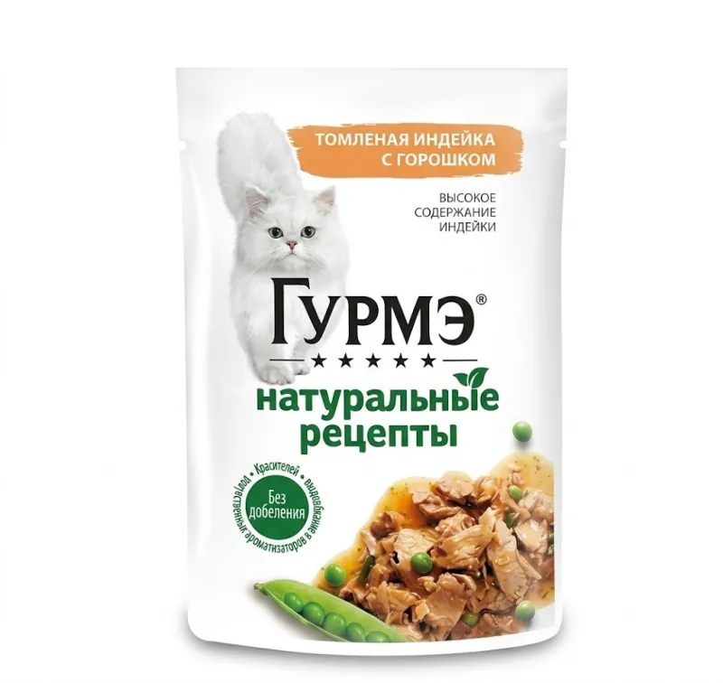 Gourmet кусочки в соусе индейка, горох 75 г 