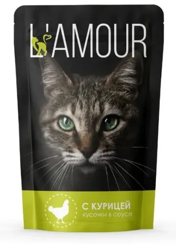 L'AMOUR кусочки в соусе курица 75 г