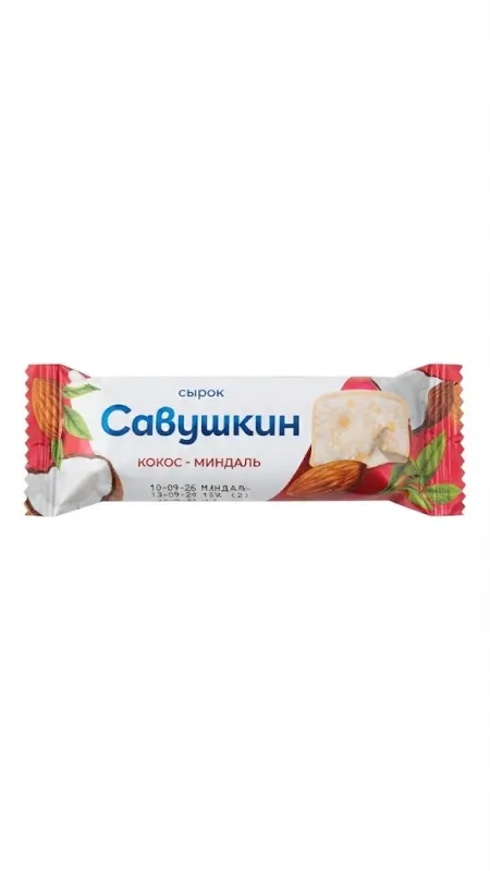 Глазированный сырок «Савушкин. Кокос-миндаль»