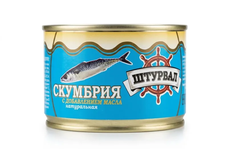 Скумбрия натуральная с добавлением масла Штурвал, 250 г