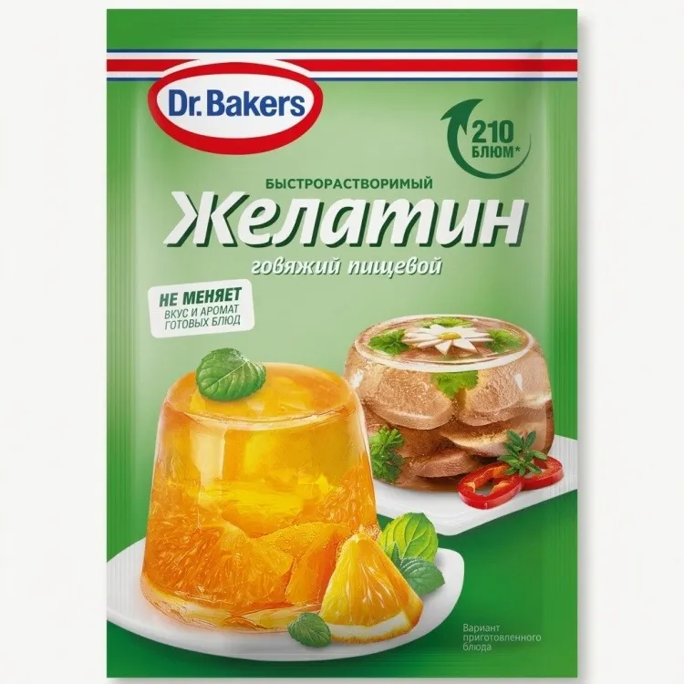Желатин быстрорастворимый из говядины пищевой Dr.Bakers, 20 г