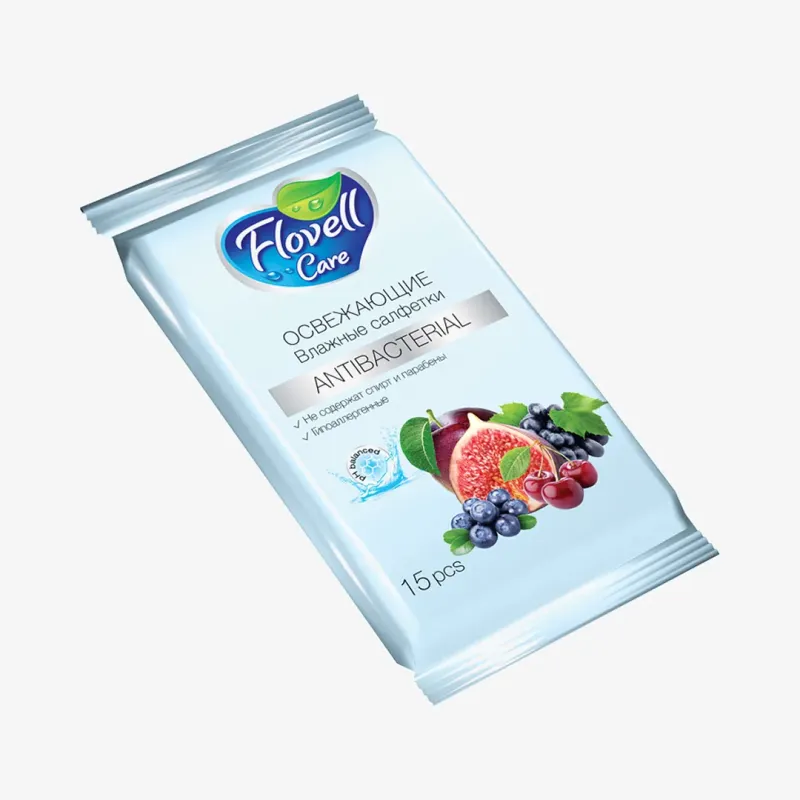 Салфетки Flovell Care влажные с фруктовым запахом, 15 шт