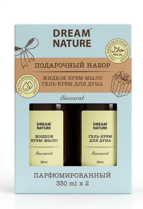 Подарочный набор косметики Dream Nature Baccarat (парфюмированное жидкое крем-мыло + гель-крем для душа, 2 х 330 мл)