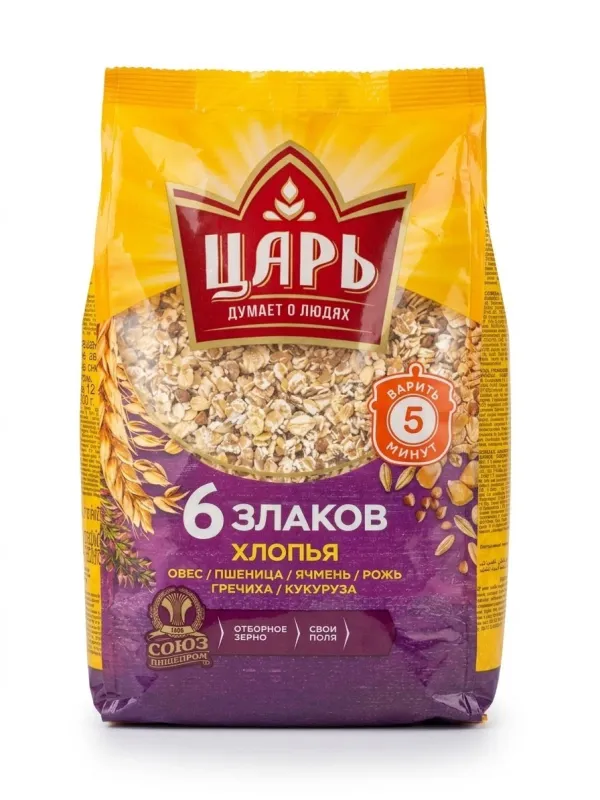 Хлопья Царь 6 злаков, 400 г