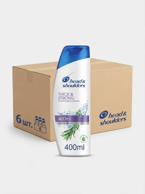 Шампунь Head & Shoulders «Густые и Крепкие» с кофеином, 400 мл (Коробка, 6 штук)