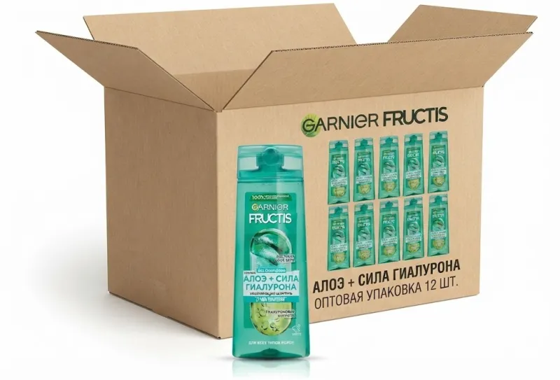 Увлажняющий шампунь Garnier Fructis «Алоэ + Сила Гиалурона», оптовая упаковка 12 шт.