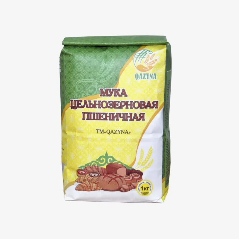 Мука Qazyna цельнозерновая пшеничная 1 кг