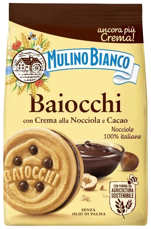 Печенье Mulino Bianco Baiocchi c какао-ореховым кремом 260 г