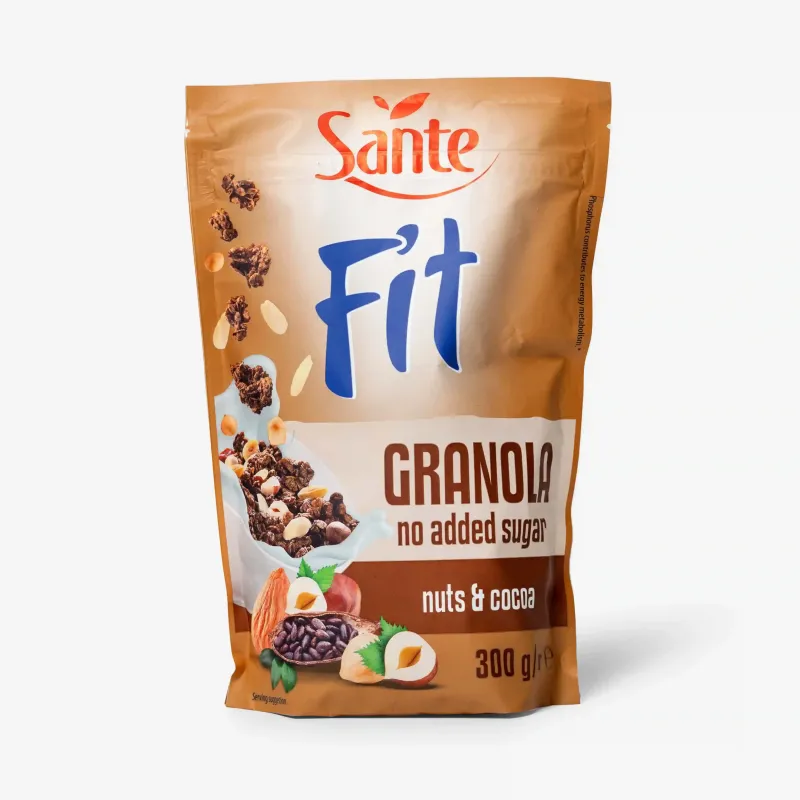 Гранола Sante Fit с какао и орехами без добавления сахара, 300 г