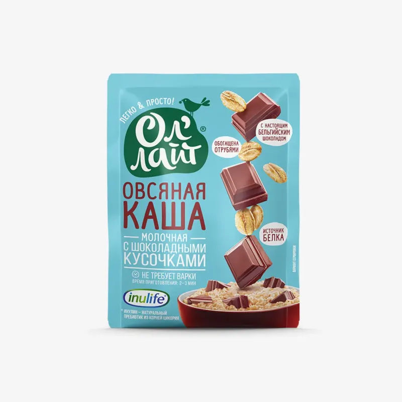 Каша Ол Лайт овсяная молочная с шоколадными кусочками 40 г