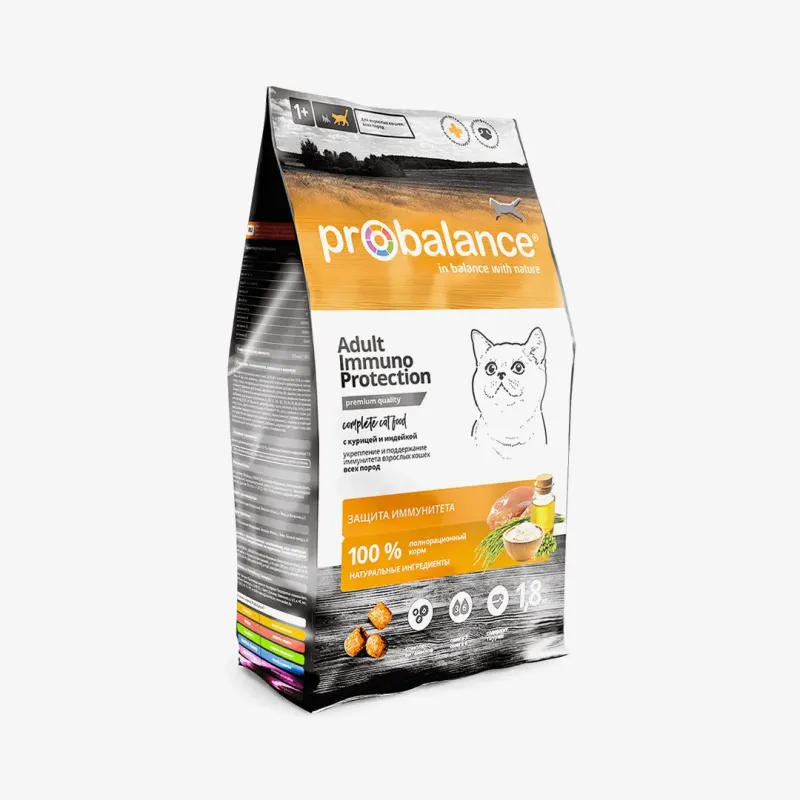 Корм Probalance Immuno Protection сухой полнорационный для кошек, курица-индейка, 1,8 кг