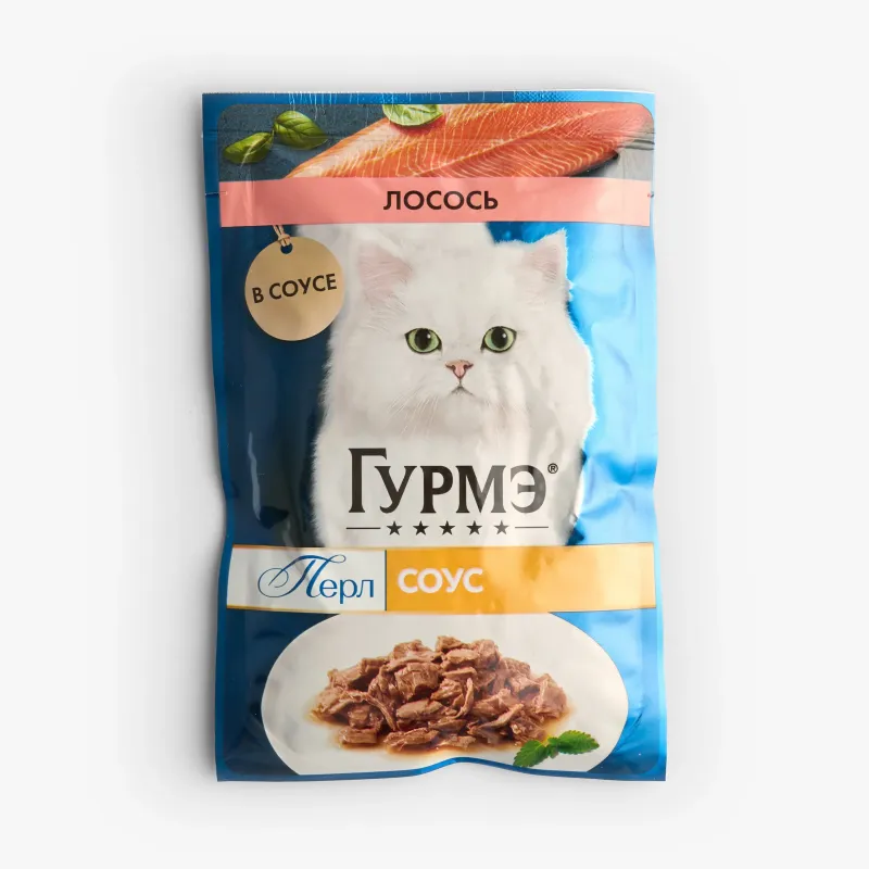 Корм Gourmet Perle влажный лосось, нежное филе в соусе для кошек, 75 г