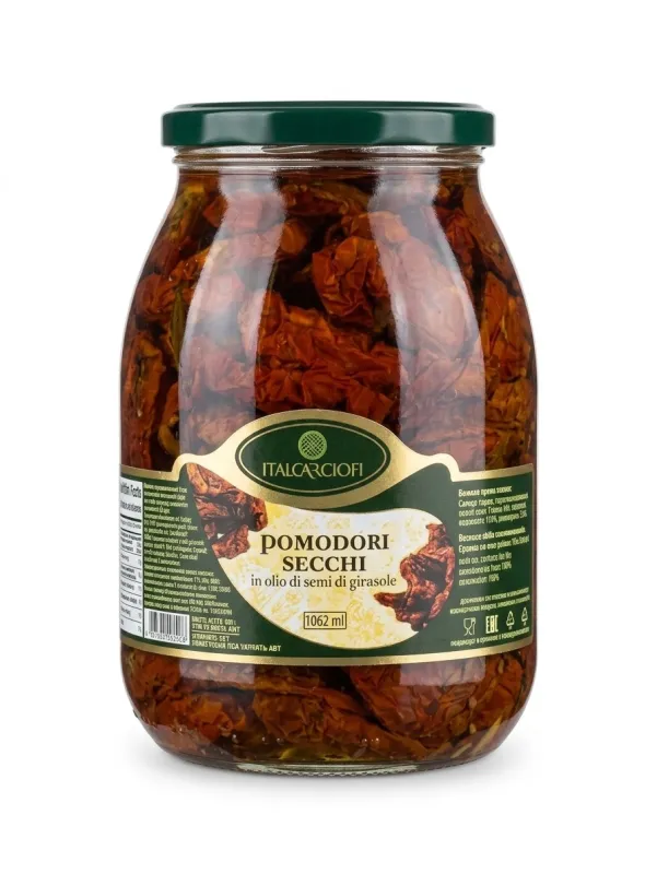 Томаты сушеные (вяленые) в подсолнечном масле Italcarciofi «Pomodori Secchi in olio di semi di girasole», 1062 мл