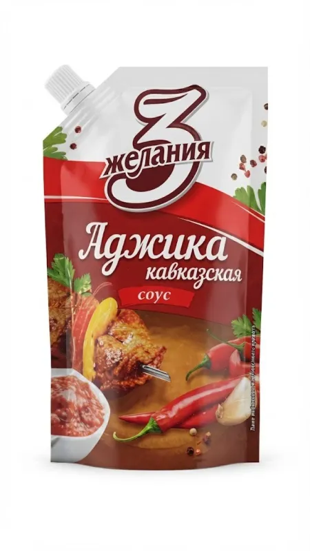 СОУС АДЖИКА КАВКАЗСКАЯ «3 ЖЕЛАНИЯ» (250 Г)