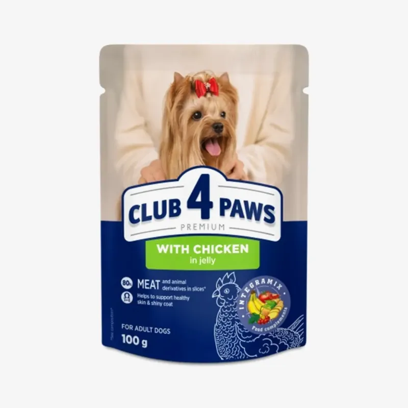 Корм Club4Paws влажный для взрослых собак, 100 г