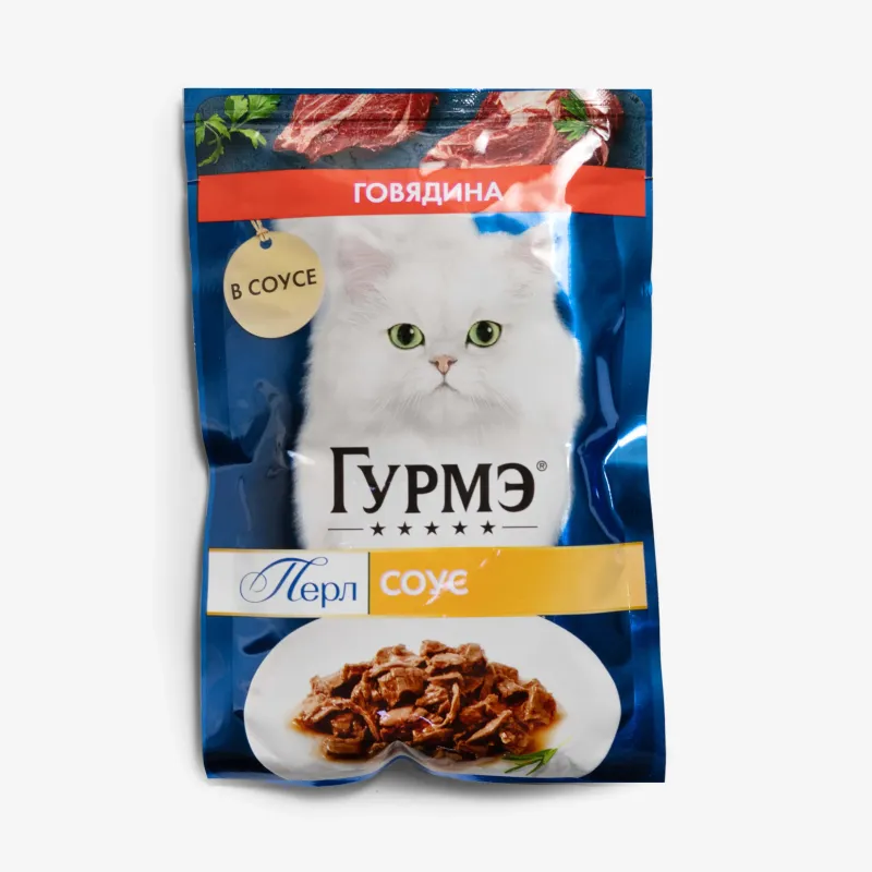 Корм влажный Gourmet Perle нежное филе говядина в соусе для кошек, 75 г