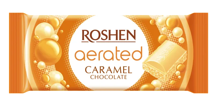 Шоколад Roshen пористый белый с карамелью, 80 г