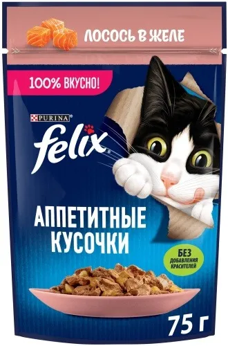 Felix Аппетитные кусочки в желе лосось 75 г 