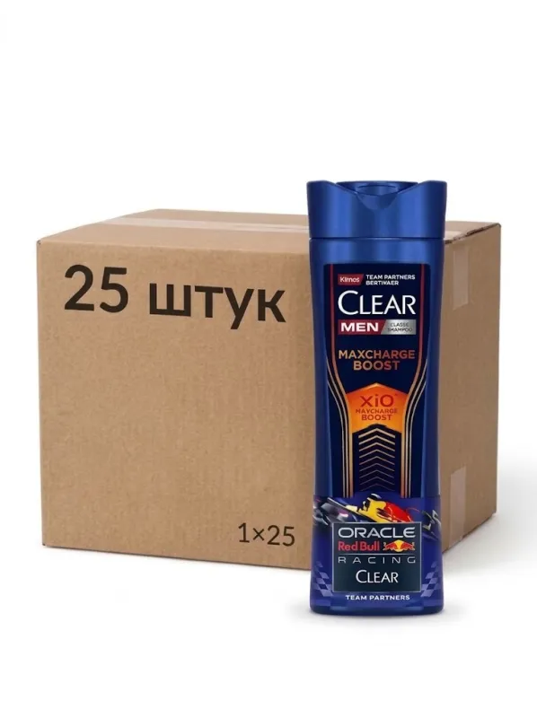 Мужской шампунь CLEAR Men «Maxcharge Boost» (380 мл) — оптовая упаковка 25 шт.