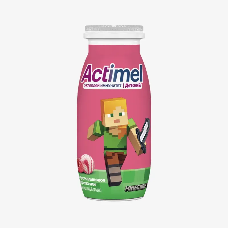 Напиток Actimel Kids кисломолочный малиновое мороженое, 95 г