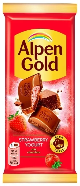 Alpen Gold клубника с йогуртом шоколадная плитка молочный 80 г